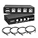 RIJER 4 Port USB 2.0 Manual Sharing Switch 1Port Printer Scanner Hub with 4 PCS Printer Scanner Cable Cord USB Type A Male to B Male