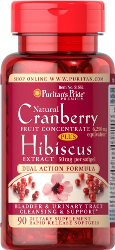 Puritan's Pride Cranberry Fruit Concentrate Plus Hibiscus Extract 6250 mg / 50 mg-90 Softgels Puritan's Pride Cranberry Fruit Concentrate Plus Hibiscus Extract 6250 mg / 50 mg-90 Softgels