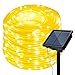 Solar Lights, AGPtEK 13m/42.6FT 100LED Curtain Lights for Indoor/Outdoor Decorations/Garden/Patio/Party - 2400mah High Capacity Battery - 8 Modes - Warm White