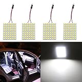GLL Super White Energy-saving 5050 48-SMD LED Panel Dome Light Auto Car Interior Reading Plate Light Roof Ceiling Interior Wired Lamp +T10 BA9S Festoon Adapter-4PCS