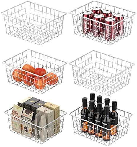 ワイヤーバスケット 保管用 エースティー 小型ワイヤー収納バスケット 食品整理収納容器 パントリー キッチンキャビネット クローゼット用 6個パック ホワイト