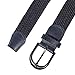 Braided Stretch Elastic Belt Pin Oval Solid Black Buckle Leather Loop End Tip Men/Women/Junior (Navy, Large 36