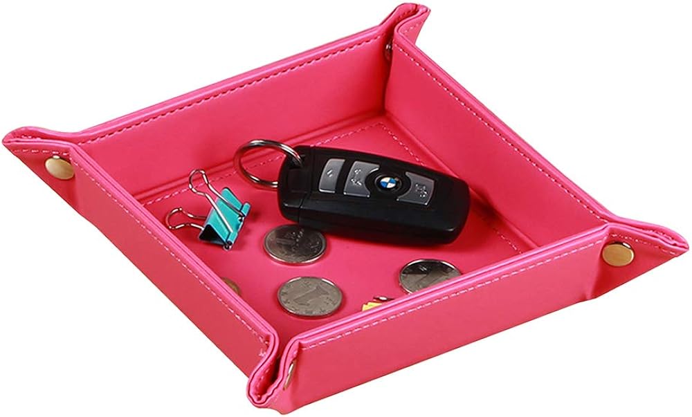 YAPISHI Valet Tray Leather Catchall Jewelry Tray Dice Box Bedside Tray Key Phone Coin Change Watches and Candy Holder Sundries Entryway Tray