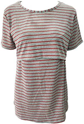 Chulianyouhuo Women Breastfeeding Shirt Striped Patchwork Short Sleeve Maternity Breastfeeding and Nursing Tops