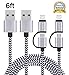 Cablex 2Pack 6FT 2 in 1 Lightning and Micro USB Cable Nylon Braided Sync and Charging Cable Cord for iPhone 6s plus/6s/6 plus/6/5s/5c/5, iPad /iPod, Samsung, HTC, Nexus, Nokia, Sony, Android Devices