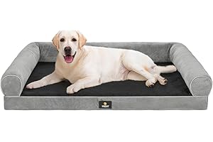 Veehoo Orthopedic Dog Beds for Large Sized Dogs - XXL Dog Sofa Bed with Bolsters, Pet Couch Bed with Removable Washable Cover & Nonslip Bottom, Black