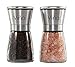 Vina Salt and Pepper Grinder Set, 2 Pack Glass Body & Stainless Steel Top Shakers with Ceramic Adjustable Grinding Coarseness Mills for Himalayan Salt, Pepper and Spices
