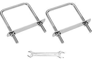 M METERXITY Square U-Bolts Kit (M6x60x80mm, Silver) 2Set Square U Shaped Bolts 304 Stainless Steel with Frame Plates & Nuts &