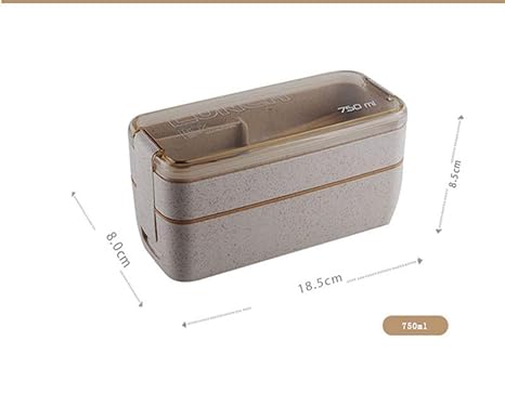 HAHAJY 750 ml Material Saludable Caja de Almuerzo de 2 Capas Cajas ...