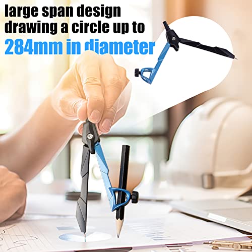 HAKACC Geometry Compass Set, 8PCS Maths Compass Drawing Compass with Rulers Pencil Eraser Sharpener Storage Case for Stationery School Engineers Drafting