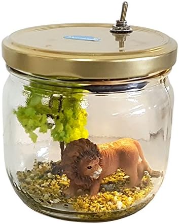 Night Light for Kids, Marmelada Lights, Story in a Jar, Junior Series African Lion, LED Bedside Kids, Baby, Children Night Lamp Bookshelf or Tabletop, Battery operated 2 months runtime.