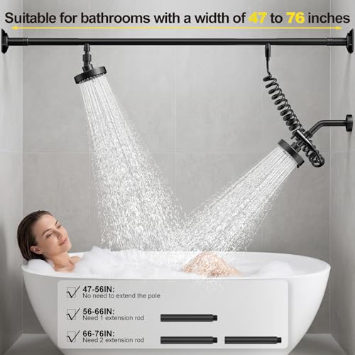 Dual Shower Head for Couples, Double Shower System for Two People, 5 Adjustable Spray Modes Tandem Showerhead with Fits 47