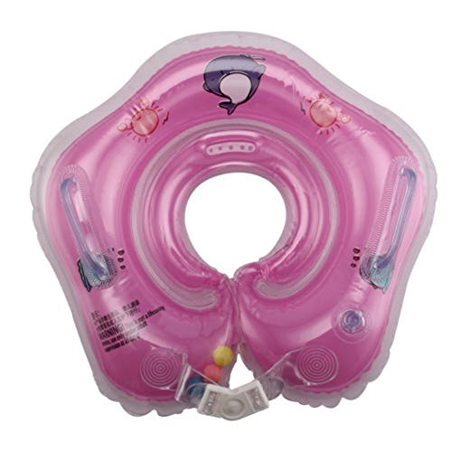 Baby Swimming Rings Double-decked Safety Floating PVC Inflatable Pool Float with Handle,Pink