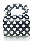 Party Favor Candy Boxes, Black Polka Dot (12 Pack) - Black Candy Buffet Treat Boxes, Wedding Table Decorations, Small Black Birthday Gift Boxes