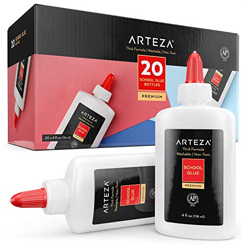 Arteza Liquid White Glue, 4Oz (118 ml.) Bottles, Pack of 20, Washable