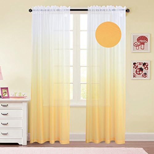 Polyester Sheer Curtain Energy Saving Privacy Protection Rod Pocket Window Curtain Home Decorative, Sold in Pair(2 Panels)