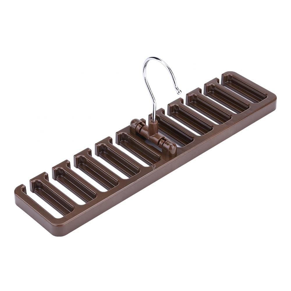 Belt Hanger Rack Holder 10 Slot Tie Belt Scarf Rack Organizer Sturdy Plastic Closet Wardrobe Space Saver(Brown)