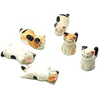 Stäbchenhalter Set - 5 Glückskatzen Aus Keramik Im Japanischen Stil