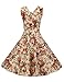ACEVOG Women's 1950s V Neck Vintage Cut Out Retro Party Cocktail Swing Dress, X-Large, Apricot