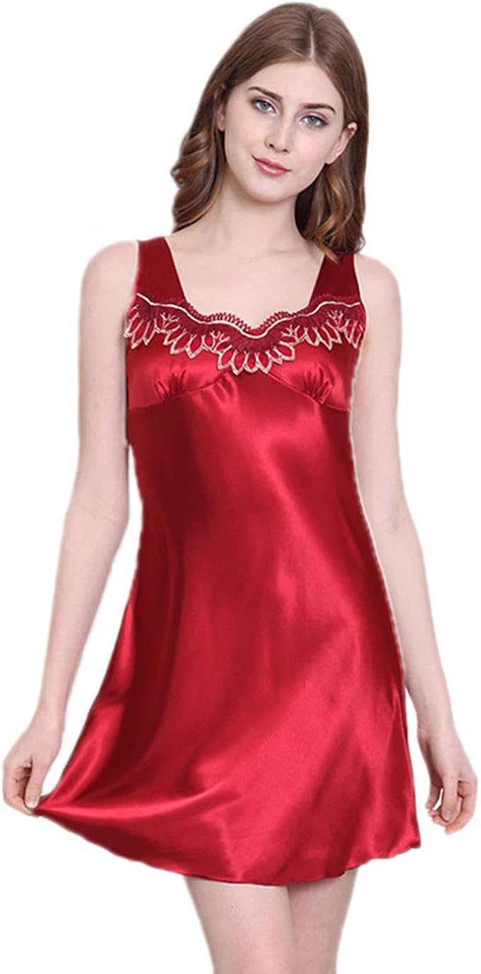 short silky maroon dress