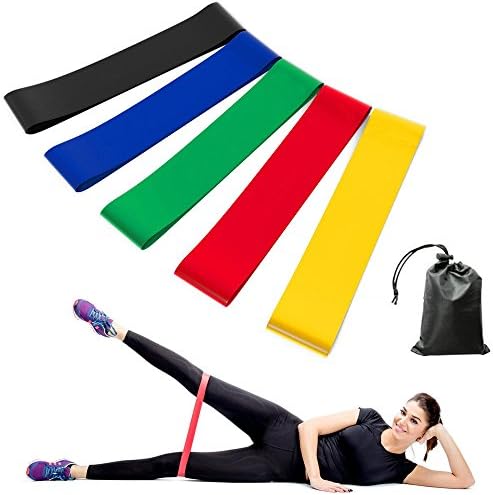 Resistance Bands Set of 5 - Home Fitness Exercise Bands with Handy Carry Bag
