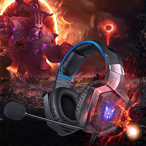 yuemizi ONIKUMA K8 Gaming Headset Stereo Gaming Noise-cancelling Wired Headset Noise Cancelling Micphone LED Light (Red)