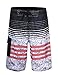 Hilor Men's Swim Trunk Quick Dry Striped Pattern Print Beach Shorts Boardshorts