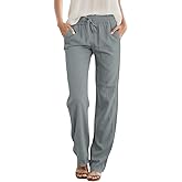 SEMARO Womens Casual Linen High Waist Pants Drawstring Loose Fit Summer Pants Trousers with Side Pockets