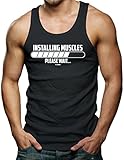 Installing Muscle - Please Wait Men's Tank Top T-shirt (Large, BLACK)