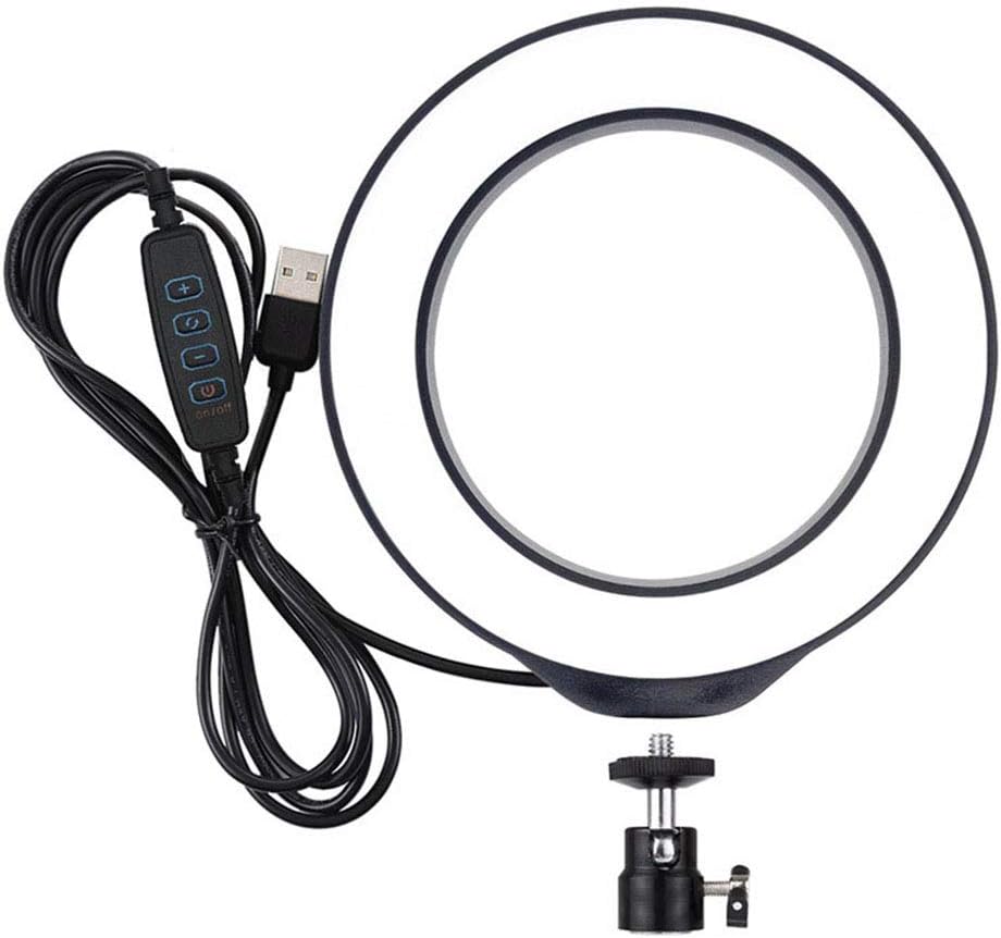 Hiqusc LED Ring Light Tripod Stand & Phone Holder for Live Streaming & YouTube Video, Dimmable Desk Makeup Ring Light