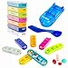 OVEO Pill Organizer - Weekly Case with Pill Splitter Cutter – Medium Medicine Dispenser - Holder – Medication Reminder Daily Am PM, Day Night Compartments 7 day + Spoon (Product name)