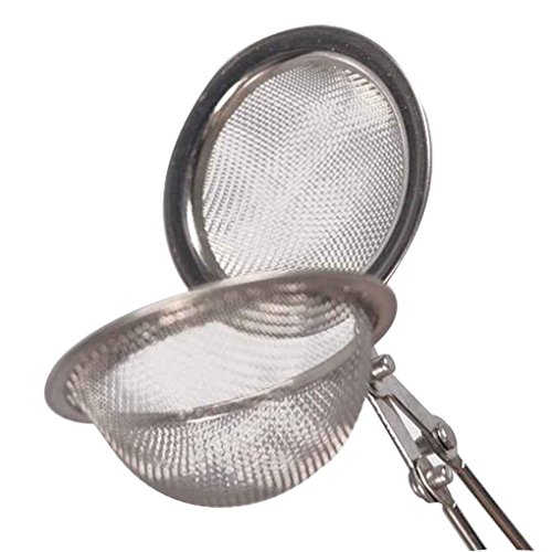 Stevlogs Stainless Strainer Steel Mesh Ball Tea Leaves Filter Squeeze Locking Spoon