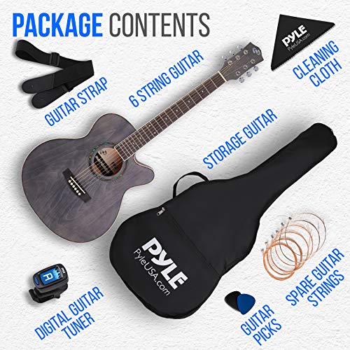 Pyle Acoustic Guitar Kit, 3/4 Junior Size Steel String Instrument for