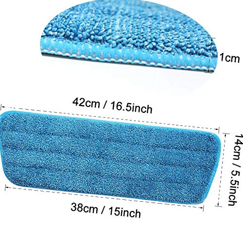Mop Replacement Pads - Samshow Mop Microfiber Cleaning Pads for Most of Mops Washable 16.5 x 5.5 Inch, 3 Pieces