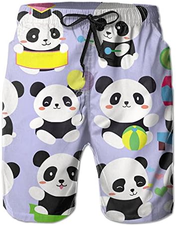 Men's Cute Panda Summer Quick-drying Breathable Ultra-light Beach Shorts Swimming Trunks Casual Board Cargo Shorts