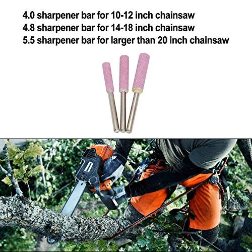 BIGOU Chainsaw Sharpener, Chainsaw Teeth Sharpener Grinding Stone Tools Sets Chainsaw Blade Sharpener Fit for 14/16/18/20 Inch Chainsaw Blade with Two Holes