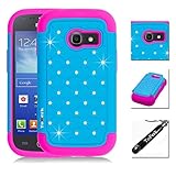 [ Samsung Galaxy Ace Style / SM-G310 / S765C ] ToPerk (TM) Luxury Spot Diamond Dual Layer Armor Case + Free Screen Protector & Stylus Pen As Bundle Sale - Blue