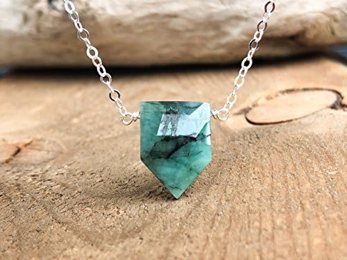 Emerald May Birthstone Necklace in Sterling Silver 16" - 18"