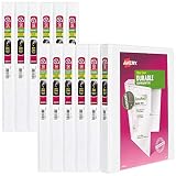 Avery Durable View Binder, 1/2 inch Slant Rings, 120-Sheet Capacity, DuraHinge, White, Case Pack of 12 (17002)