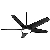 Minka-Aire F781L-CL Chubby 58 Inch Outdoor Smart Ceiling Fan with LED Light and DC Motor in Coal Finish Compatible with Alexa
