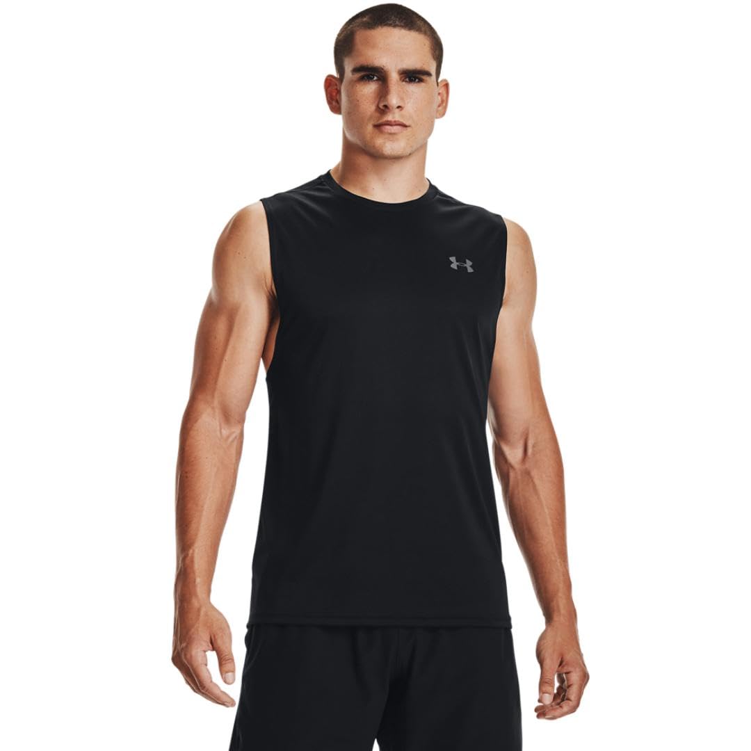 Photo 1 of Under Armour Men's Velocity Muscle Tank Top, (001) Black / / Pitch Gray, XX-Large