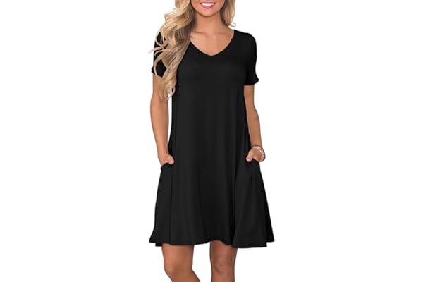 lionstill Women's Casual T Shirt Dress Summer Short Sleeve Swing Dresses with Pockets
