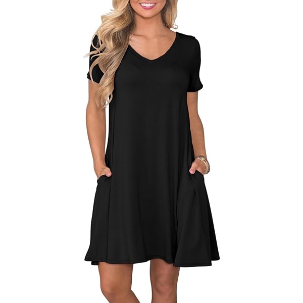 MOLERANI Women's Casual Plain Simple T-Shirt Loose Dress(Black,XS) at  Amazon Women's Clothing store