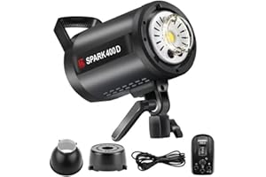 JINBEI SPARK-400D 400Ws GN66 Studio Strobe Flash Light,Recycle Time in 0.1-0.9 Sec,Built-in 2.4G Wireless with Bowens Mount LED Modeling Lamp Photography Flashes, Include 2.4G Wireless Trigger