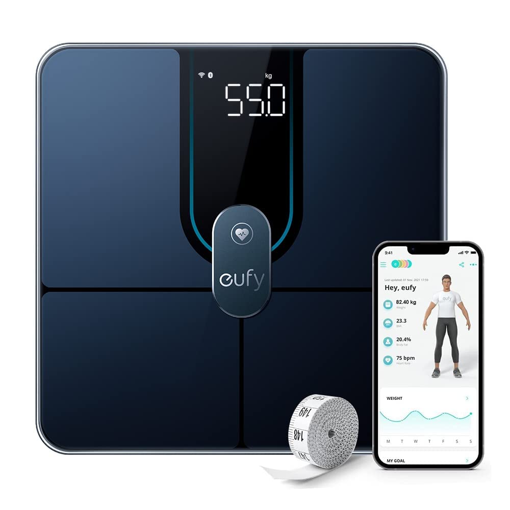 Anker Eufy (ユーフィ) Smart Scale P2 Pro（体重体組成計）【アプリ対応/Fitbit連携/体脂肪率/BMI/心拍数/筋肉量/基礎代謝量/水分量/体脂肪量/骨量/内臓脂肪/タンパク質/骨格筋量/皮下脂肪/体内年齢/ボディタイプ / 3Dモデル】ブラック商品画像