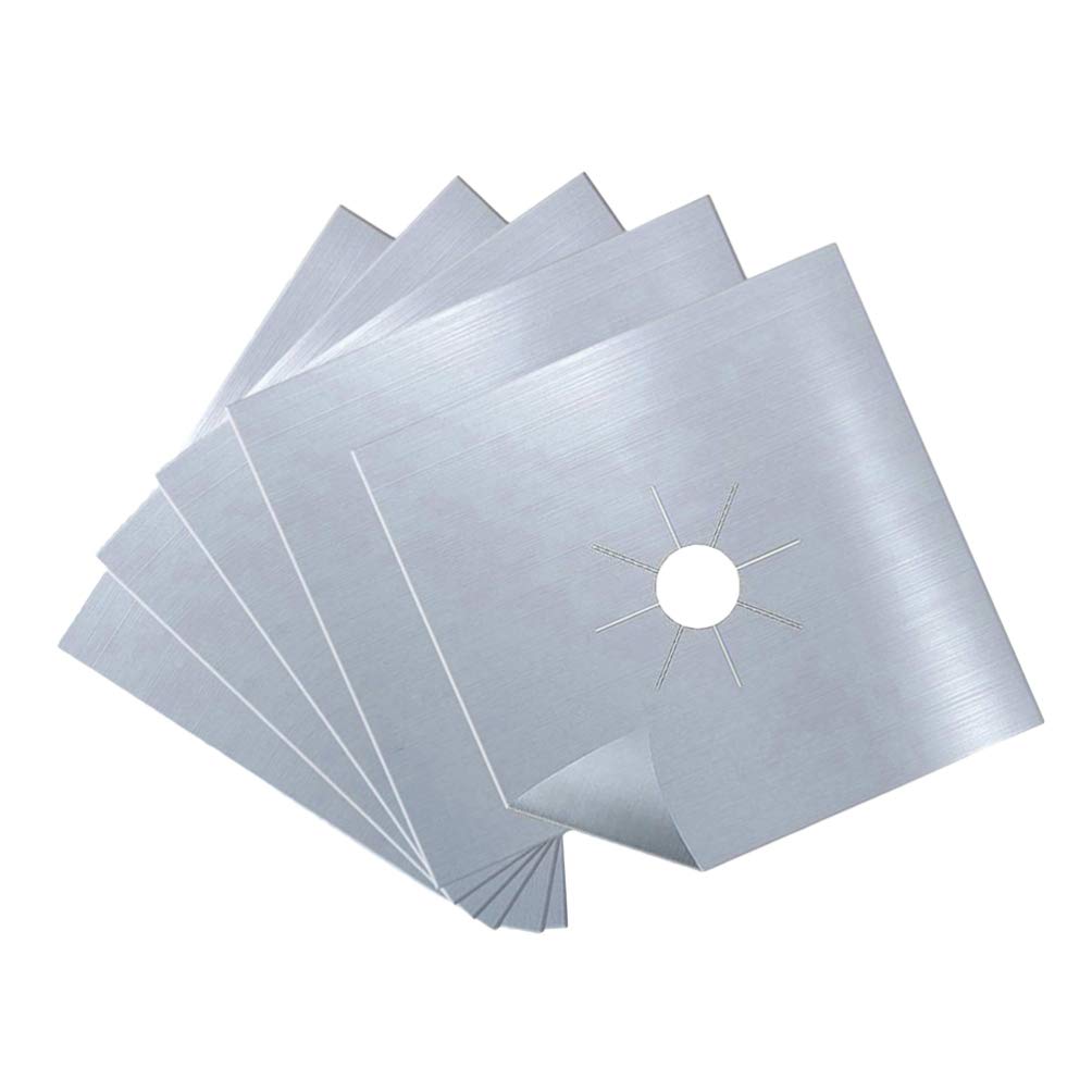 BESPORTBLE 5pcs Gas Stove Burner Covers Easy Clean Hob Protector Sheets Oven Protector Mat Non-stick Liners 27x27cm