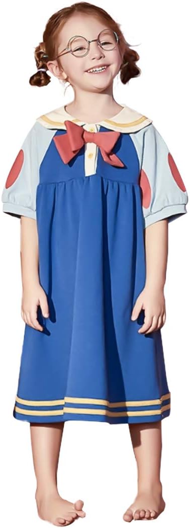 Amazon Co Jp パジャマ キッズ 女の子 ガールズパジャマ ルームウェア 寝巻き 部屋着 寝間着 ワンピース 女児パジャマ 春 夏 半袖 綿 柄 可愛い 110 1 130 140 推奨身長130 150cm ブルー ホビー