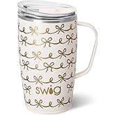 Swig Life 18oz Travel Mug, Insulated Tumbler with Handle and Lid, Travel Coffee Mug, Cup Holder Friendly, Stainless Steel 18 oz Tumbler, Reusable Insulated with Lid (Pretty in Pearl)