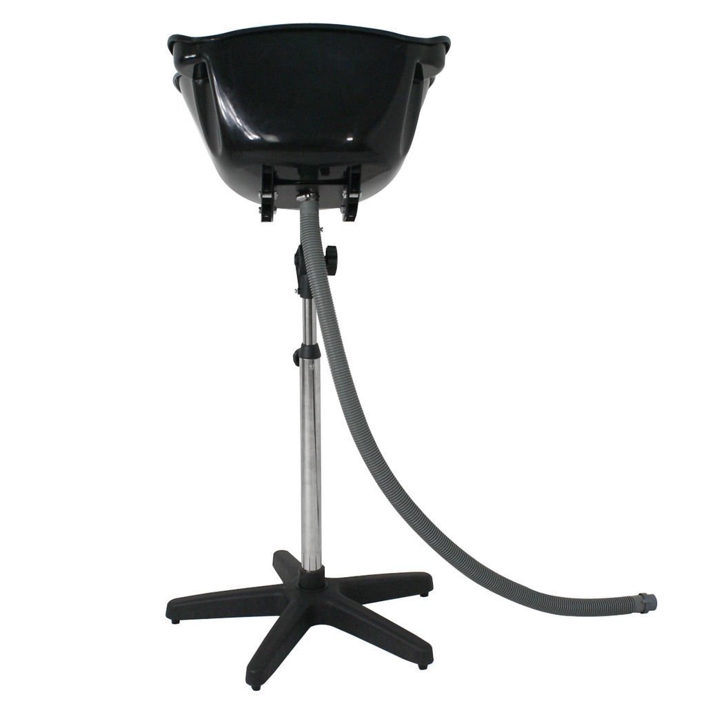 Height Adjustable Portable Salon Deep Shampoo Basin Sink Hair Treatment Bowl with Drain Hose- Black : Beauty