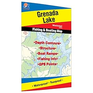 Amazon.com : Grenada Lake Fishing Map : Sports & Outdoors